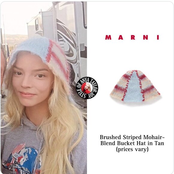 NWT MARNI  Brushed Striped Mohair-Blend Bucket Hat